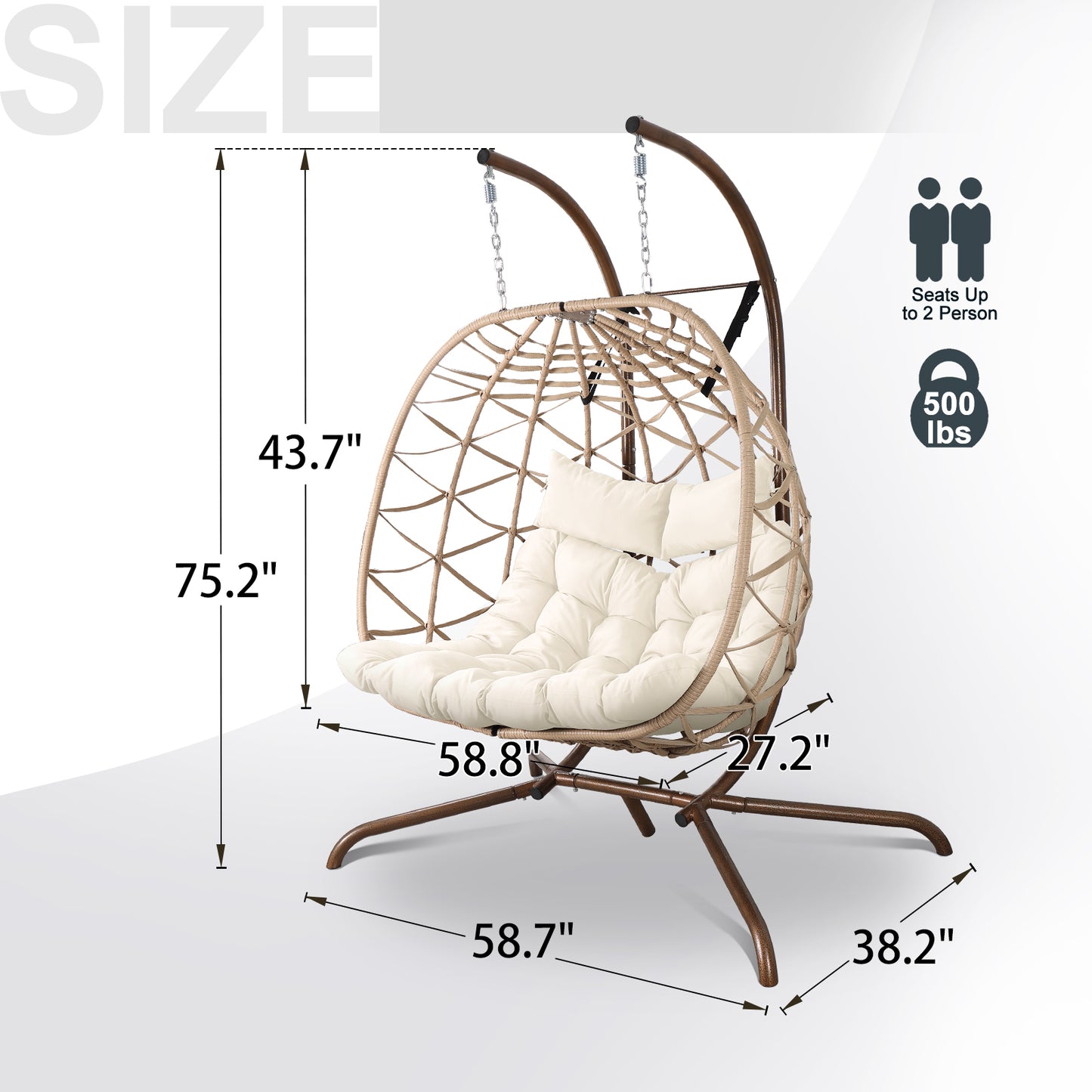 Outdoor Egg Swing Chair with Stand,Thick Cushions and Pillow