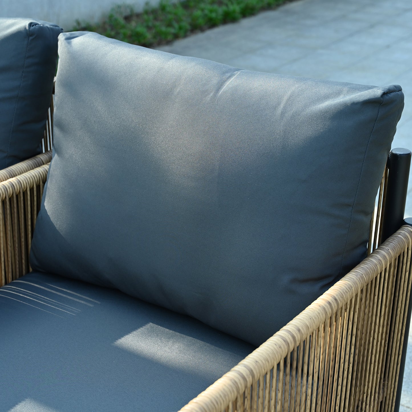 New Comming Patio 6 Pieces Brown PE Wicker Sofa Set with Grey Cushion