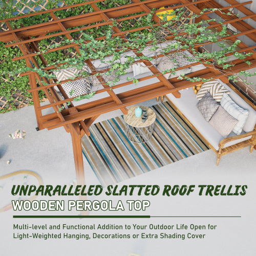 10' x 12' Wooden Grape Trellis Outdoor Pergola