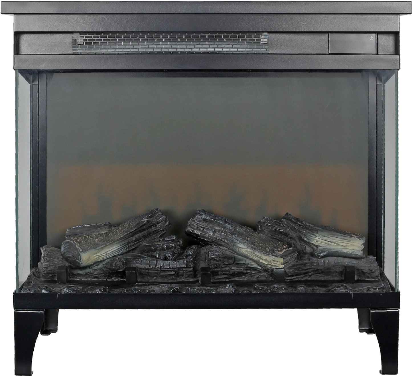 24 inch three sided glass electric fireplace with feet