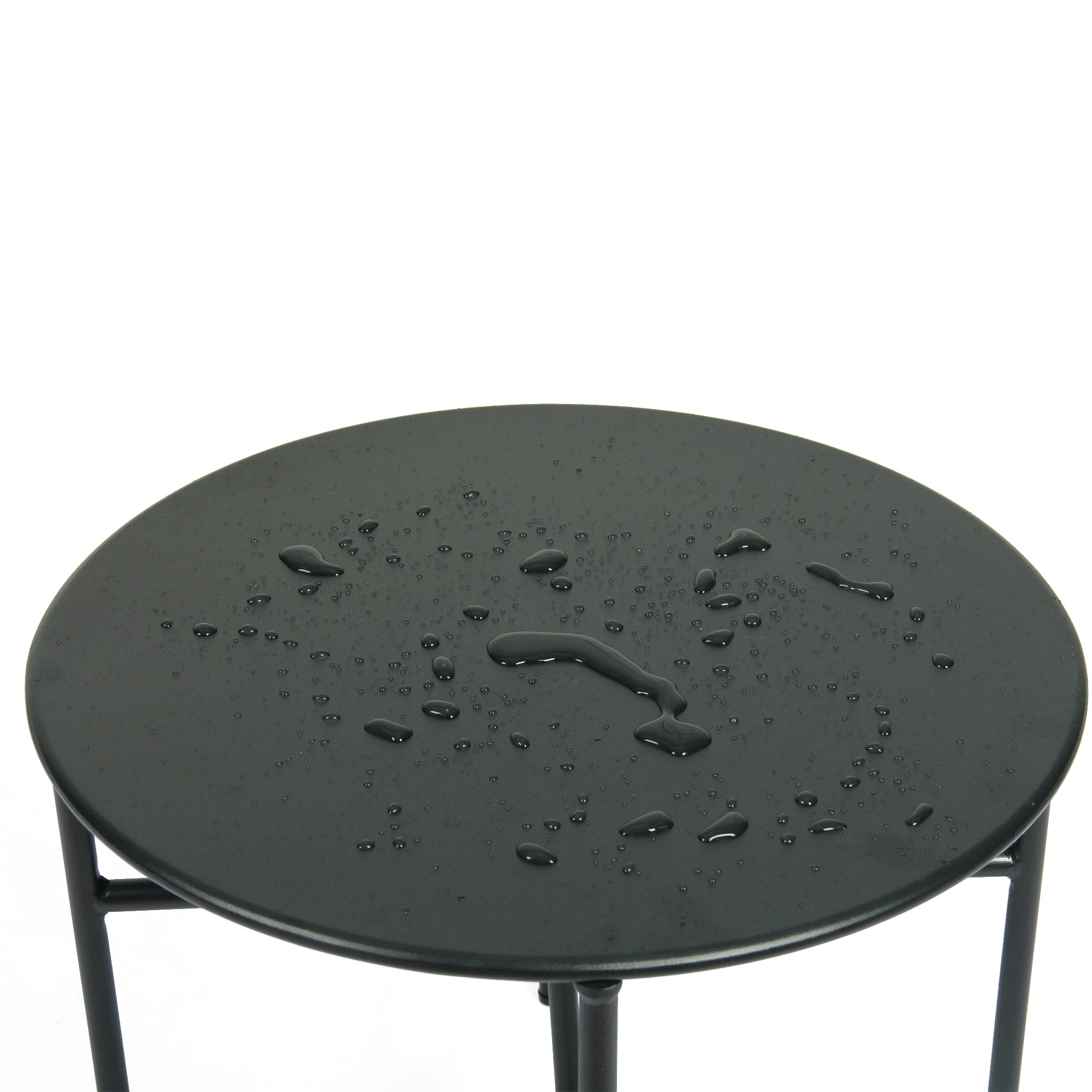 3 Pieces Patio Egg Chairs (Model 3) with Side Table Set,Black Color PE Rattan and Grey Cushion