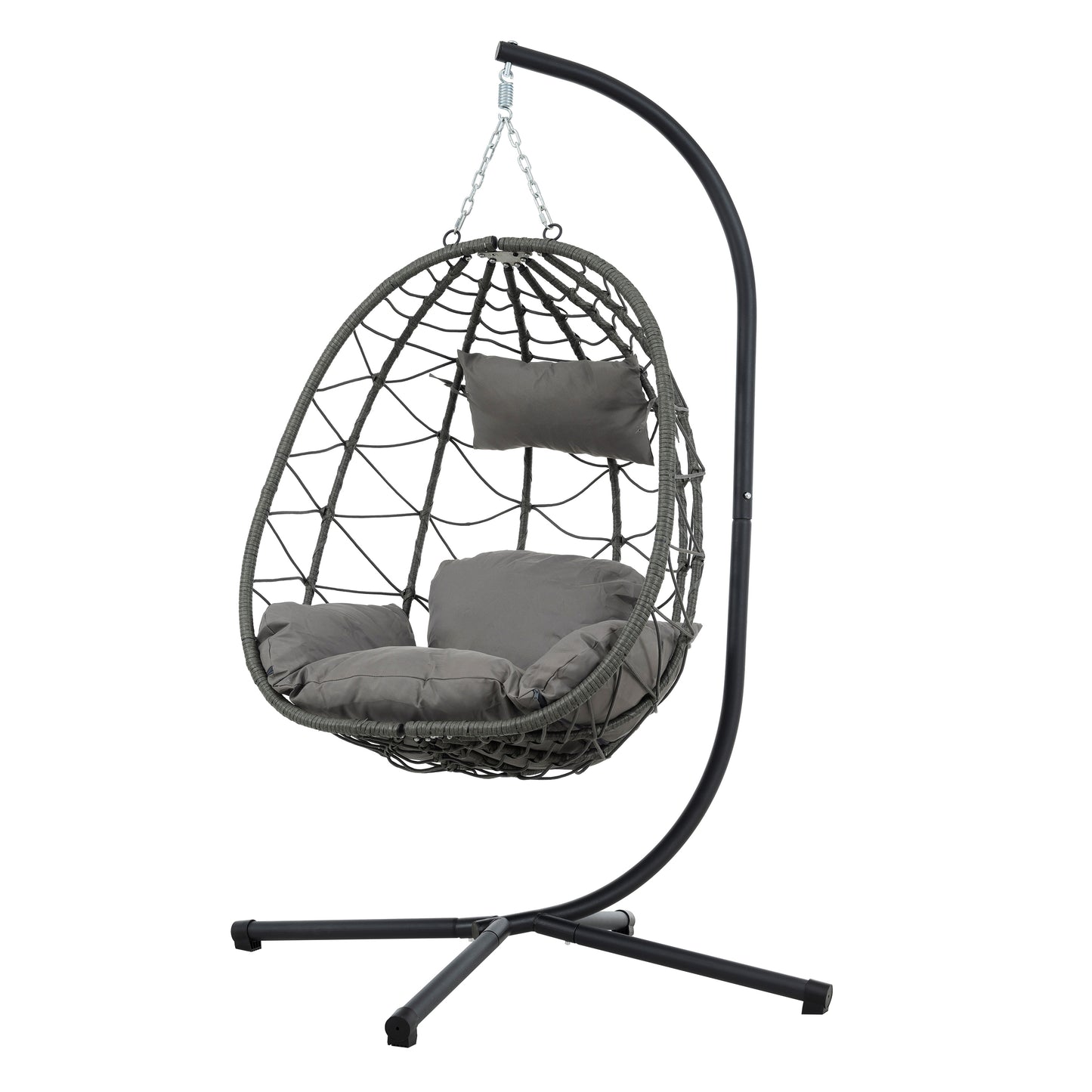 Egg Chair with Stand Indoor Outdoor Swing Chair Patio Wicker Hanging Egg Chair Hanging Basket Chair with Stand for Bedroom Living Room Balcony