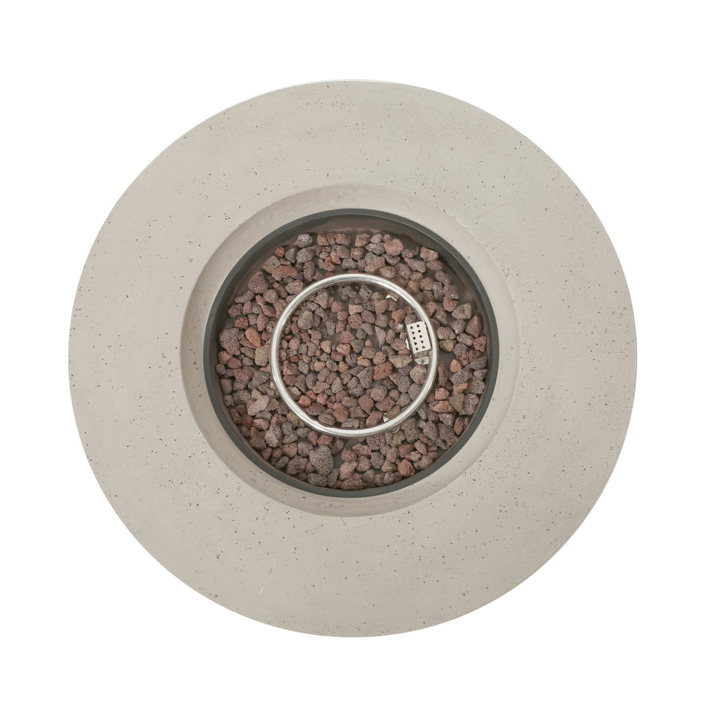 Outdoor 50,000 BTU Round MgO Concrete Propane Fire Pit, Light Grey (Tank Cover not Included)