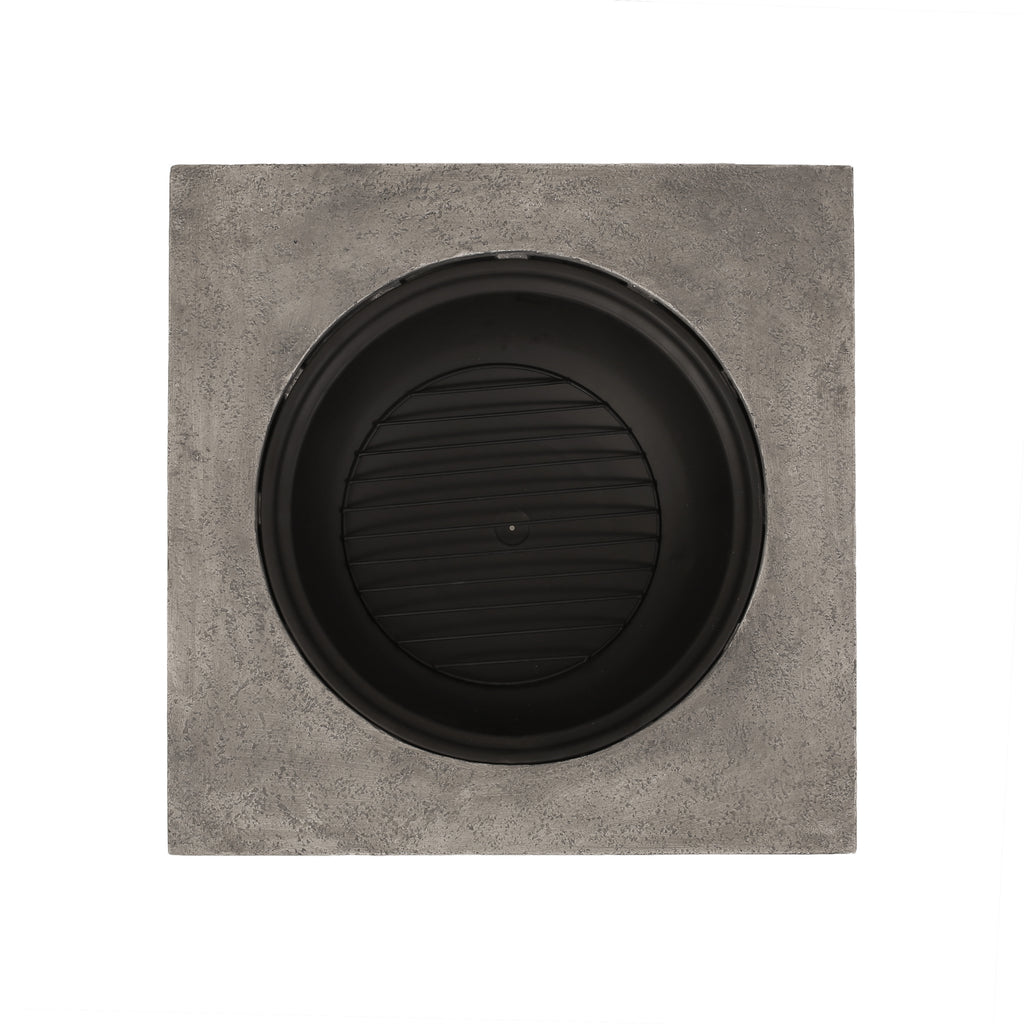 32"  MgO Light-Weight Concrete Wood Burning Square Fire Pit, Grey