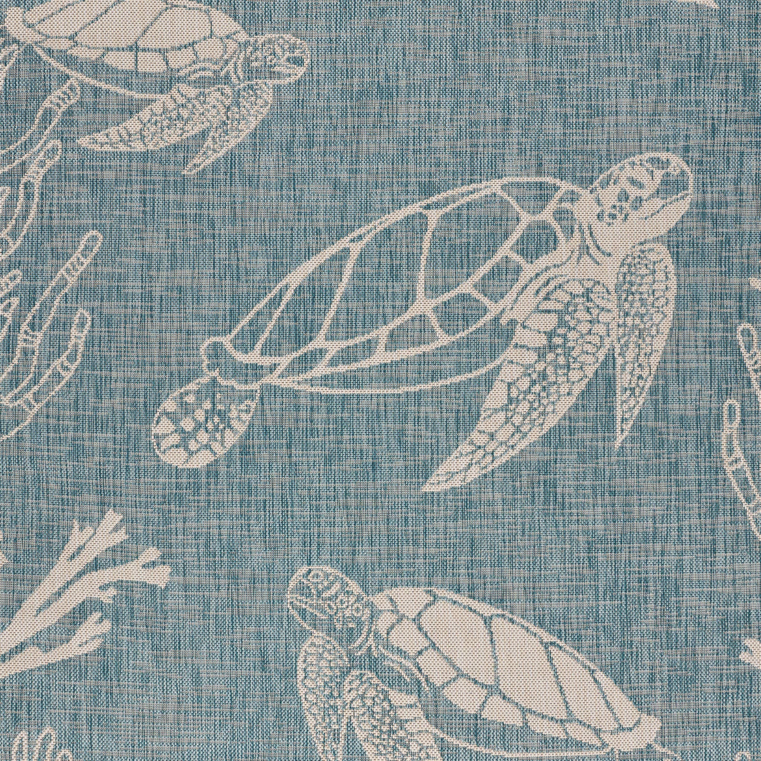Samantha Tropical Turtle Reef Aqua Indoor Outdoor Area Rug: 5'3" x 7'