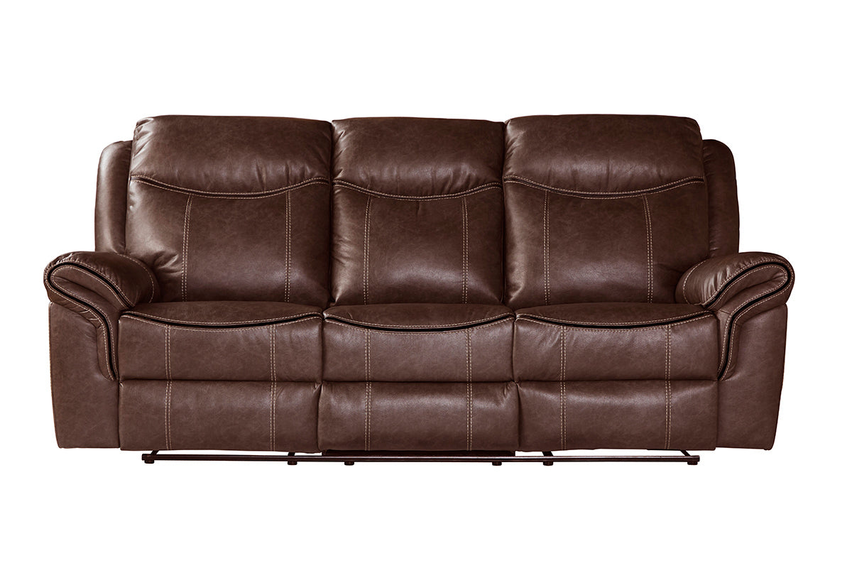 Rust Brown Reclining USB Storage Sofa and Gliding Reclining Loveseat