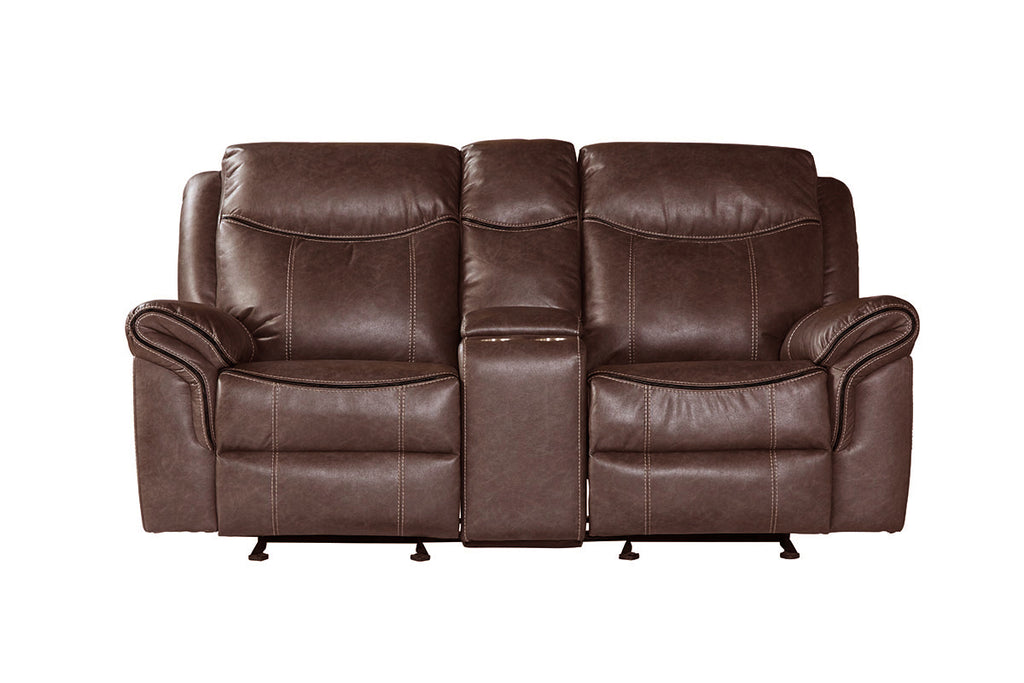 Rust Brown Reclining USB Storage Sofa and Gliding Reclining Loveseat