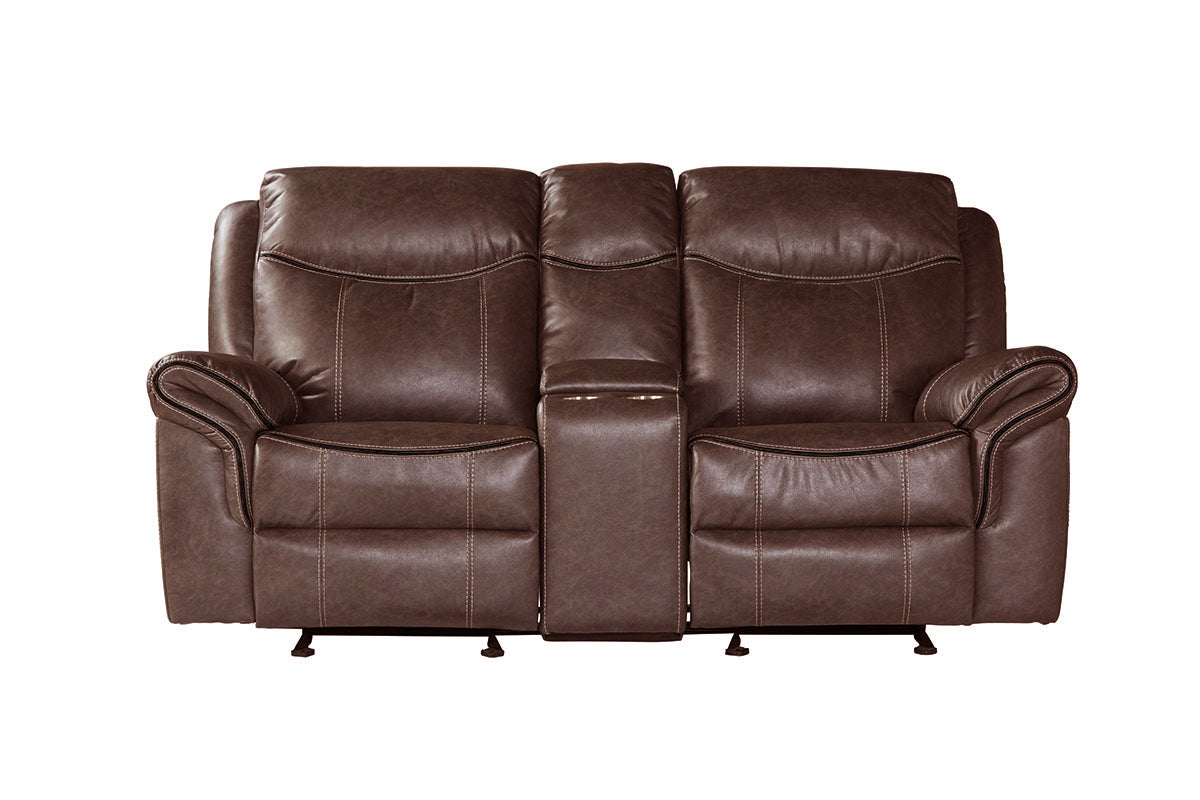 Rust Brown Reclining USB Storage Sofa and Gliding Reclining Loveseat
