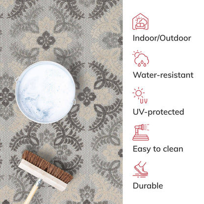 Loewy Modern Geometric Indoor/Outdoor Grey High-Low Rug: 5'3" x 7'3"