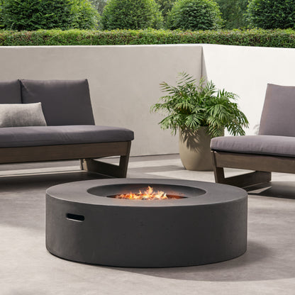 Lightweight Concrete Outdoor Circular Fire Pit, Dark Gray 50,000 BTU (Tank Cover not Included)