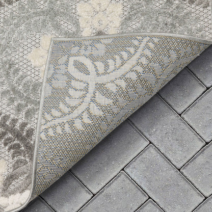Loewy Modern Geometric Indoor/Outdoor Grey High-Low Rug: 5'3" x 7'3"