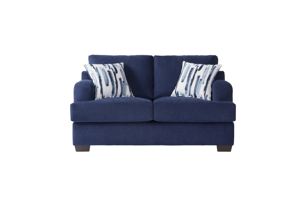 Contemporary Cameo Navy Blue Sofa and Loveseat