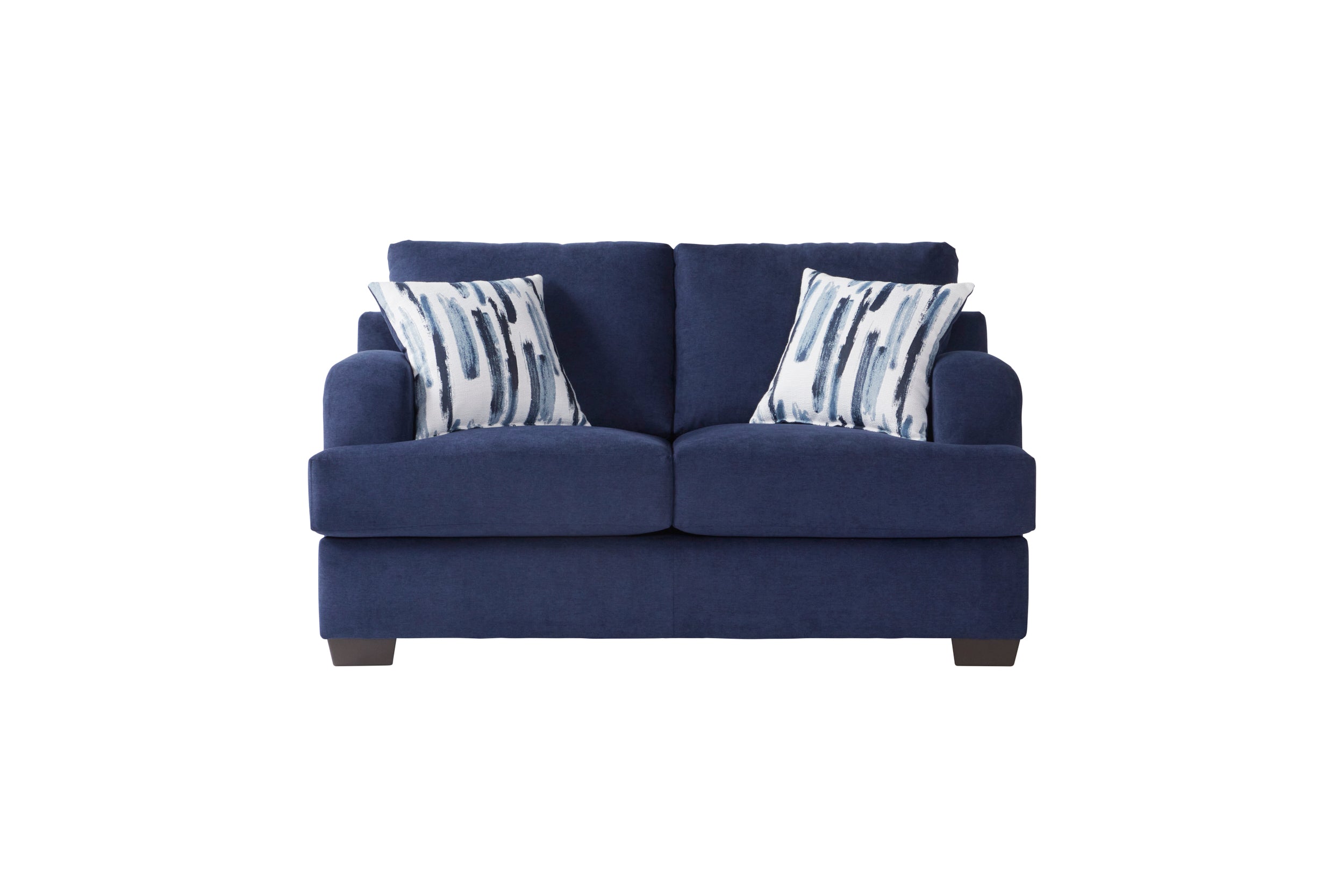 Contemporary Cameo Navy Blue Sofa and Loveseat