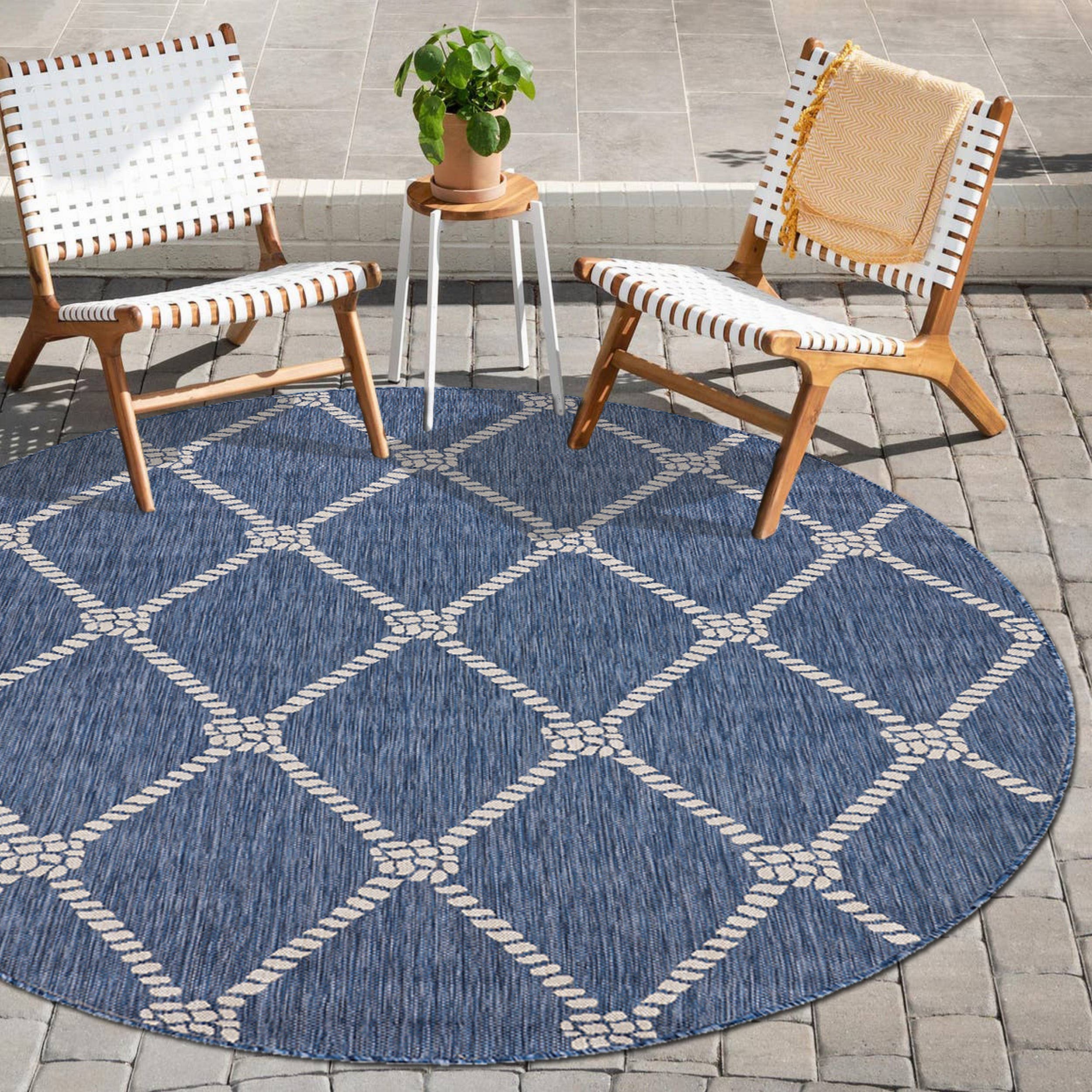 Samantha Nautical Knot Navy/White Indoor/Outdoor Area Rug: 5'3" x 7'