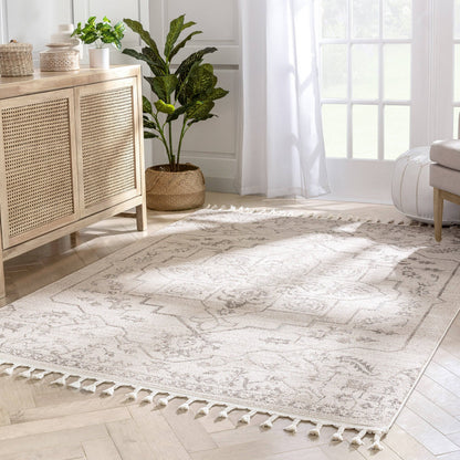 Valentina Oriental Medallion Pattern Brown Beige Kilim-Style: 5'3" x 7'3"