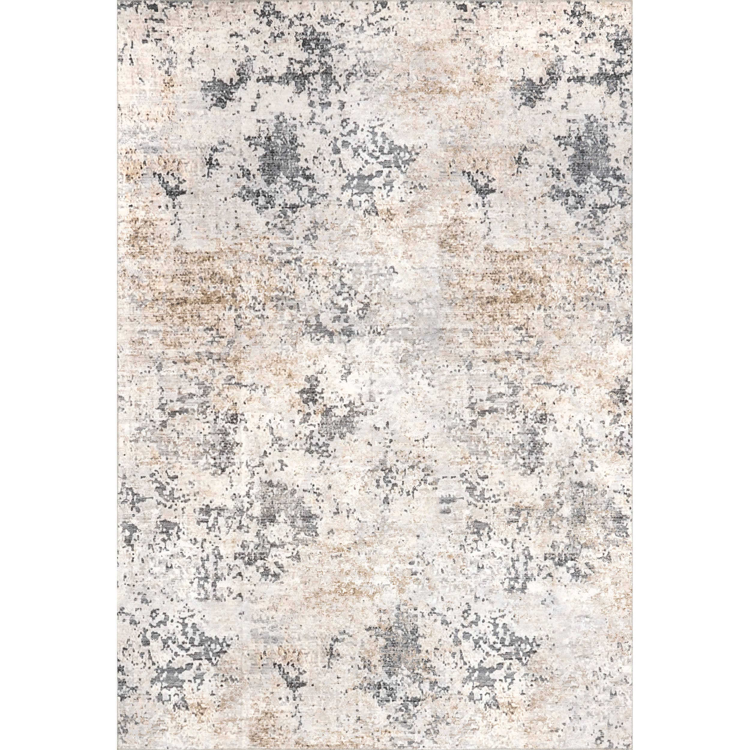 Danae Abstract Machine Washable Area Rug: Ivory / Rectangle / 5' x 8'