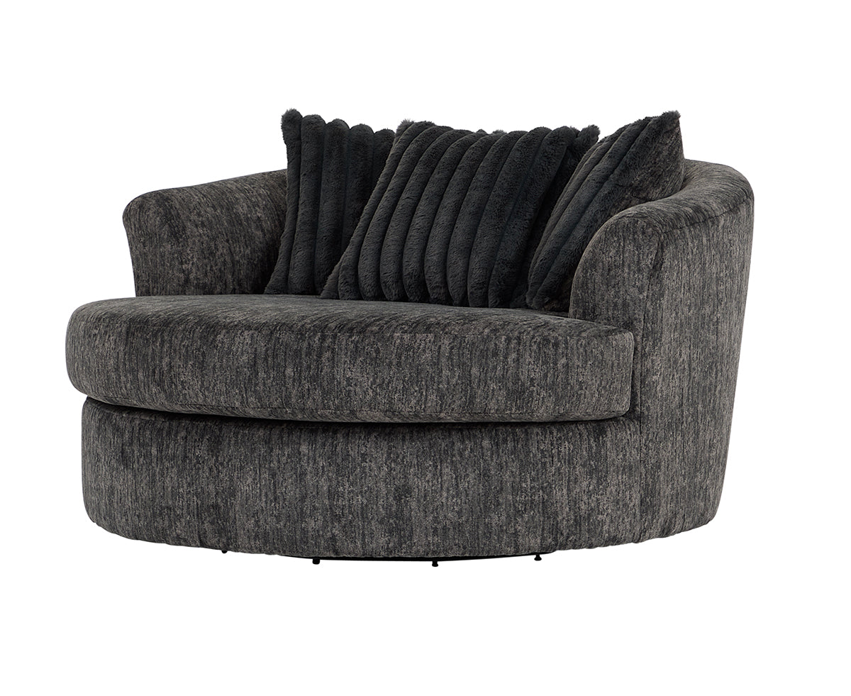 Galactic Charcoal Swivel Barrel Chair