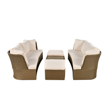 U_Style  Customizable Outdoor Patio Furniture Set, Wicker Furniture Sofa Set with Thick Cushions, Suitable for Backyard, Porch.