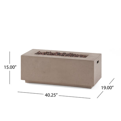 40" Outdoor 40,000 BTU Rectangular MgO Concrete Propane Fire Pit, Dark Grey (Tank Cover not Included)