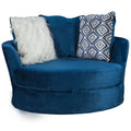 Champion Blue Oversize Barrel Swivel Chair