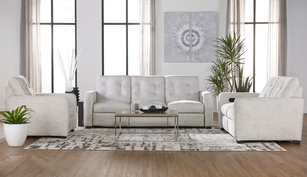 Sheath Ivory Reclining Sofa and Reclining Loveseat
