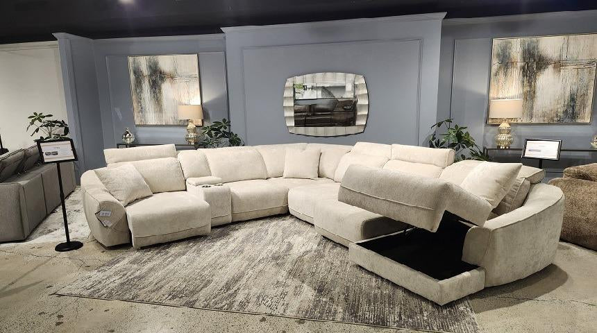 Natural Power Reclining Sectional with Storage Chaise