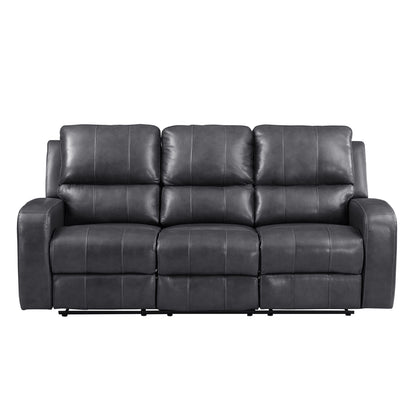 Linton Gray Leather Reclining Sofa and Loveseat