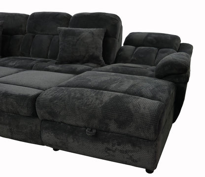 Power Reclining Sectional with Popup Sleeper and Power Chaise - Charcoal Gray