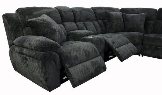 Power Reclining Sectional with Popup Sleeper and Power Chaise - Charcoal Gray