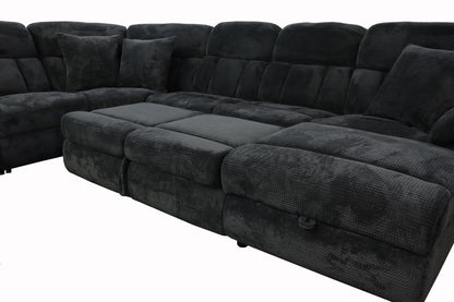 Power Reclining Sectional with Popup Sleeper and Power Chaise - Charcoal Gray