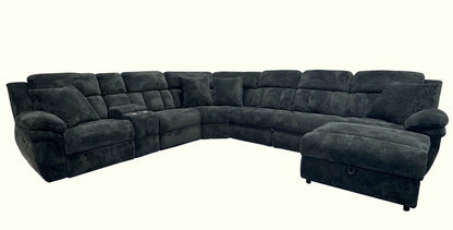 Power Reclining Sectional with Popup Sleeper and Power Chaise - Charcoal Gray