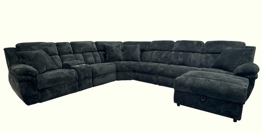 Power Reclining Sectional with Popup Sleeper and Power Chaise - Charcoal Gray