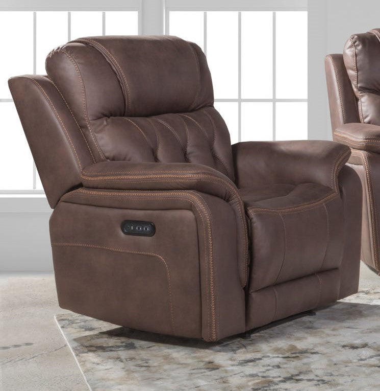 Mustang Walnut and Copper Power Reclining Sofa and Loveseat