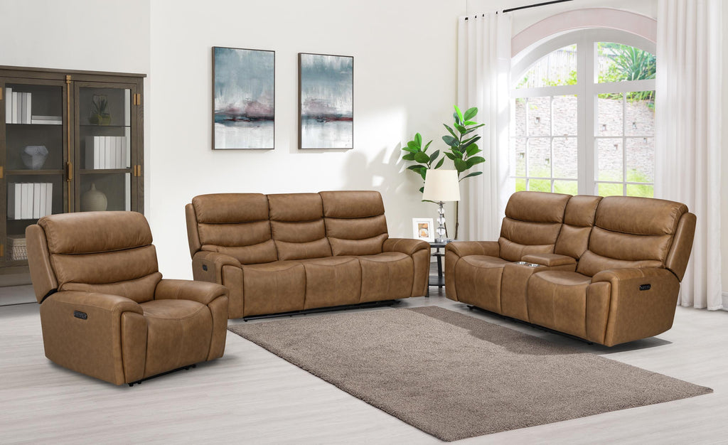 Glove Noce Soft Tan Power Dual Reclining Sofa and Console Loveseat