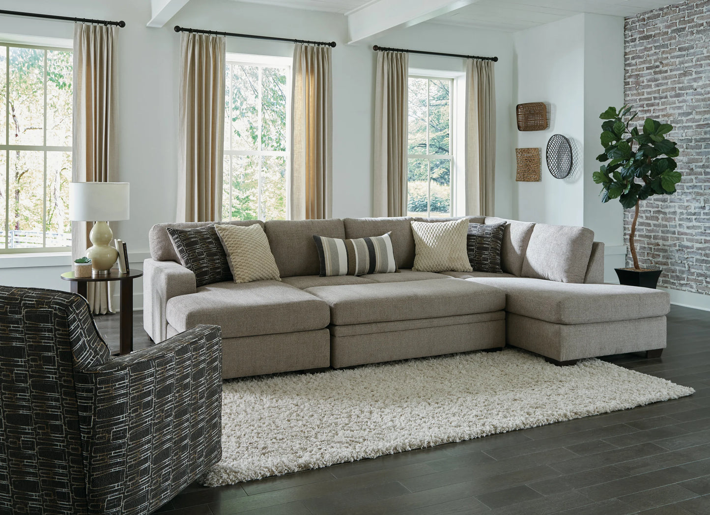 Bri Pewter Double Chaise Sectional