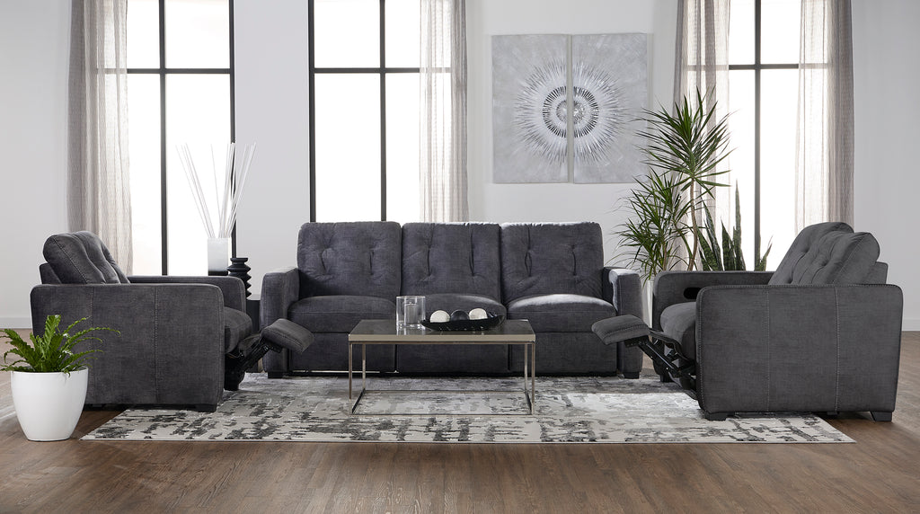 Shadow Gray Reclining Sofa and Reclining Loveseat