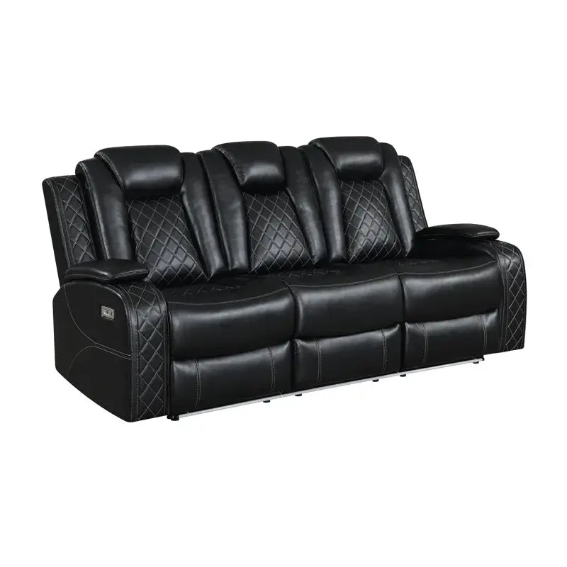 Closeout Orion Black LED Power Headrest and Footrest Sofa and Loveseat