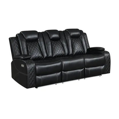 Closeout Orion Black LED Power Headrest and Footrest Sofa and Loveseat