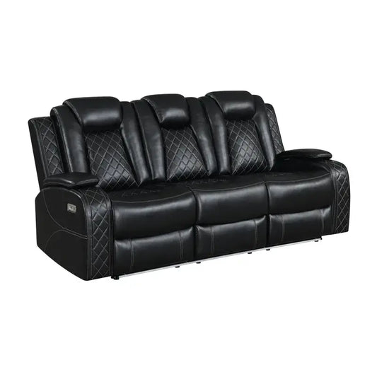 Closeout Orion Black LED Power Headrest and Footrest Sofa and Loveseat