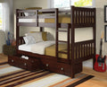 Dark Cappuccino Full over Full Drawer Bunkbed