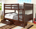 Dark Cappuccino Twin over Twin Drawer Bunkbed