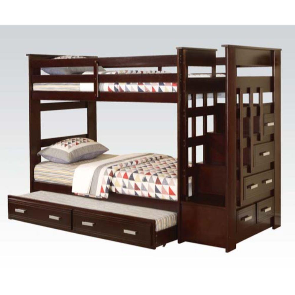 Allentown Espresso Stairway Trundle Bunkbed