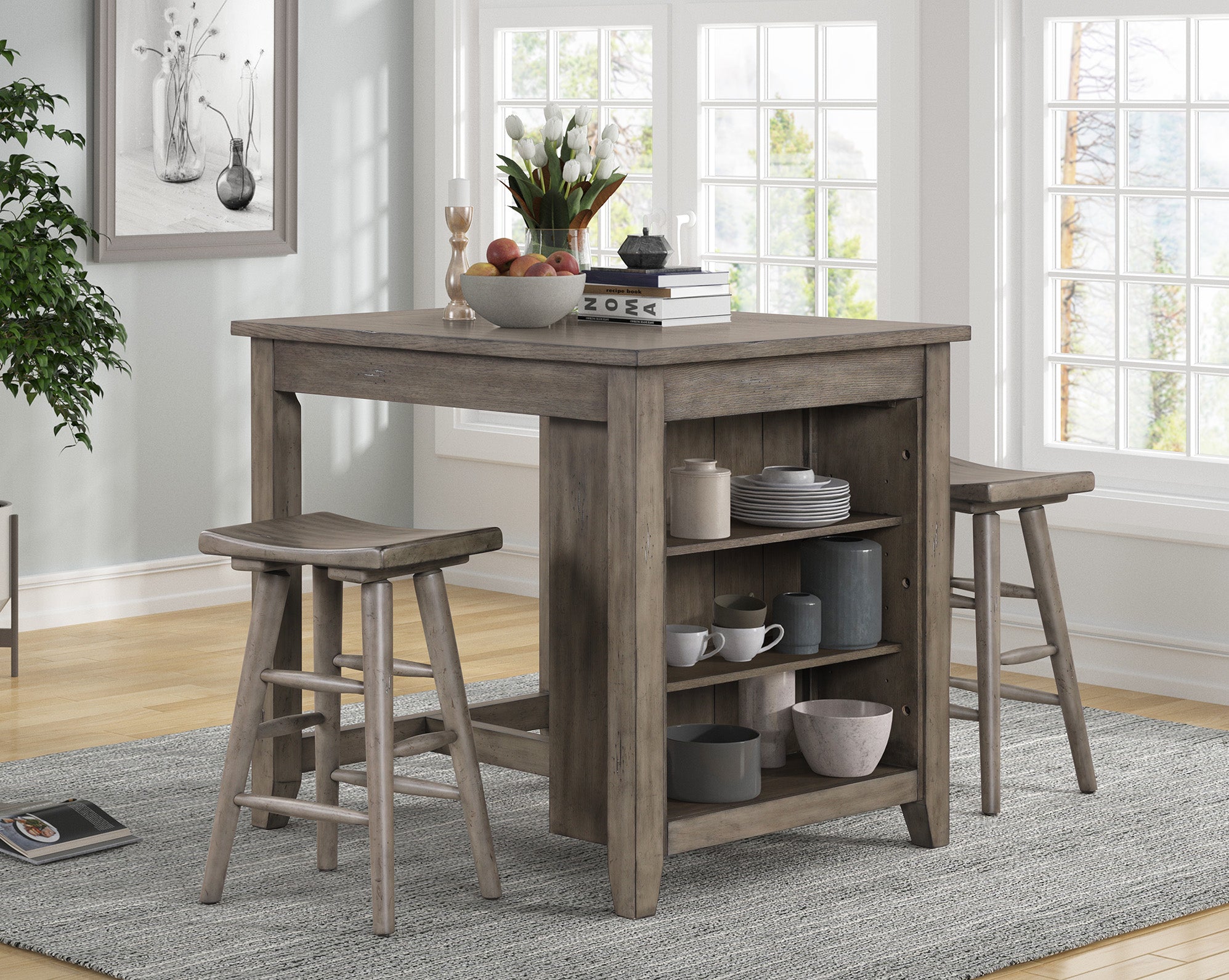 Rustic Storage Counter Dining Set – My Furniture Place