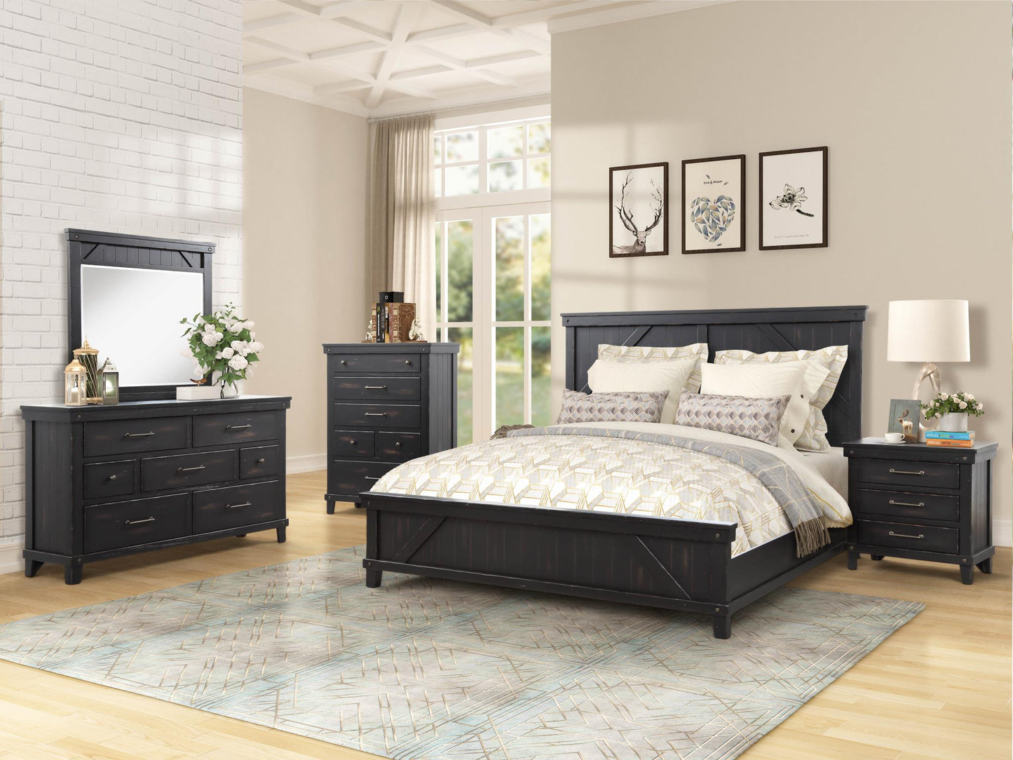 Spruce Creek Farmhouse Black King Bedroom Set