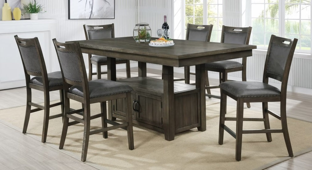 Farmhouse Brown and Gray Storage Dining Set