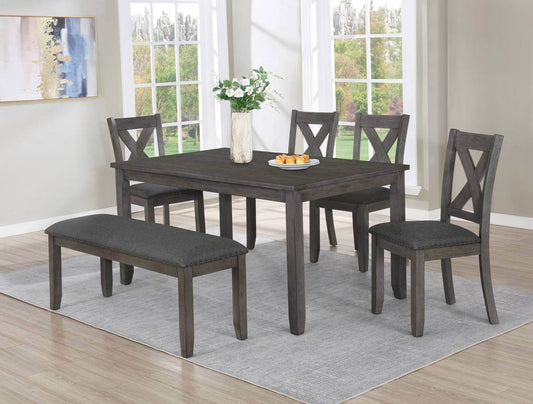 Deep Gray Dining Set with Bench