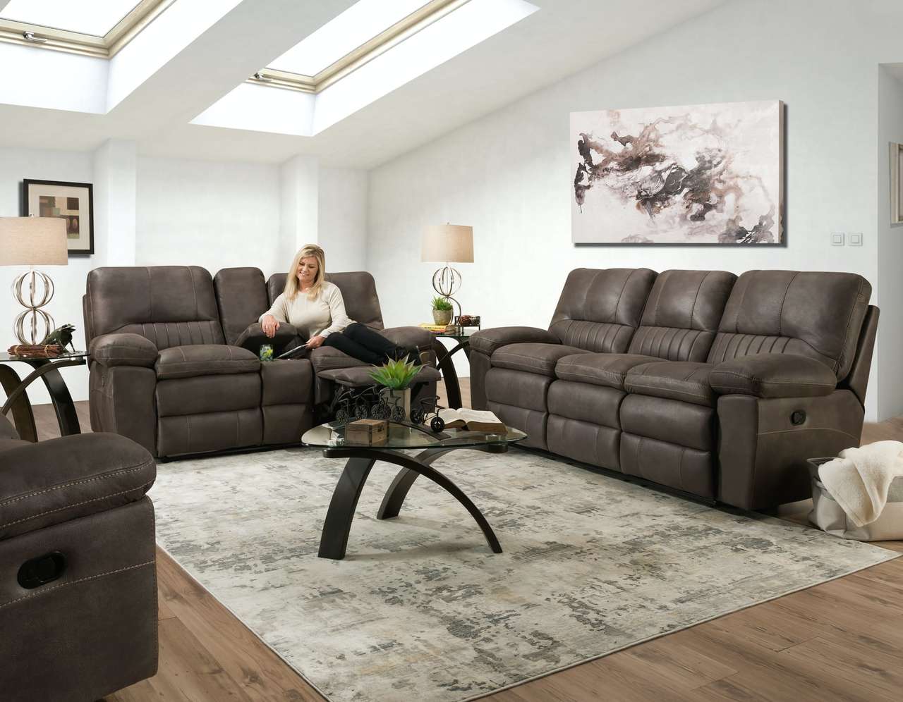 Commander Steel Gray Reclining Sofa and Loveseat