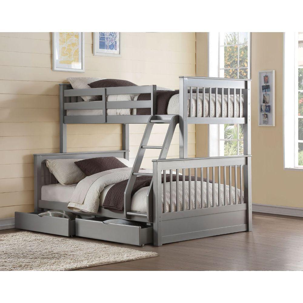French Gray Twin over Full Drawer Bunkbed