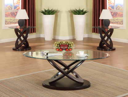 Atomic Espresso and Glass Top Coffee Table Set