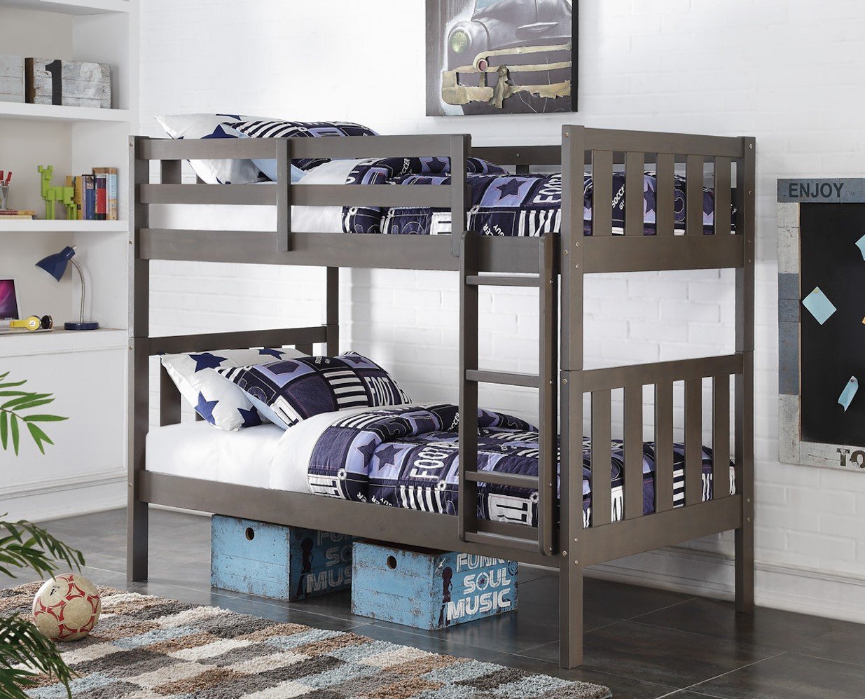 Country Gray Mission Twin over Twin Bunkbed
